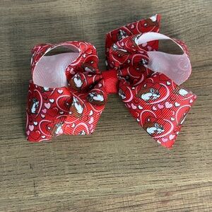 Buc-ee’s Valentine Beaver Hair Bow Red Ribbon Clip